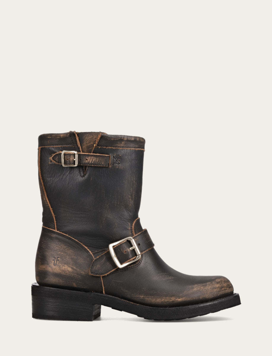 Women's Distressed Black Viv Short Engineer Boot Distressed Black
