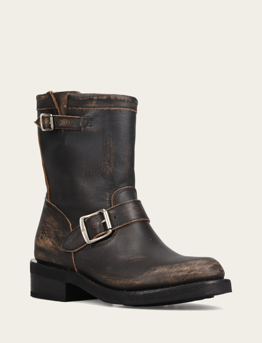 Women's Distressed Black Viv Short Engineer Boot Distressed Black
