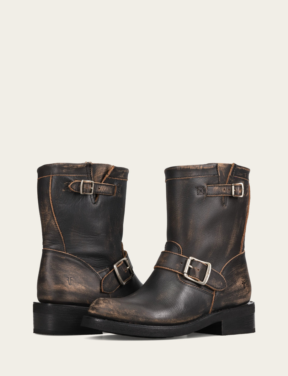 Women's Distressed Black Viv Short Engineer Boot Distressed Black