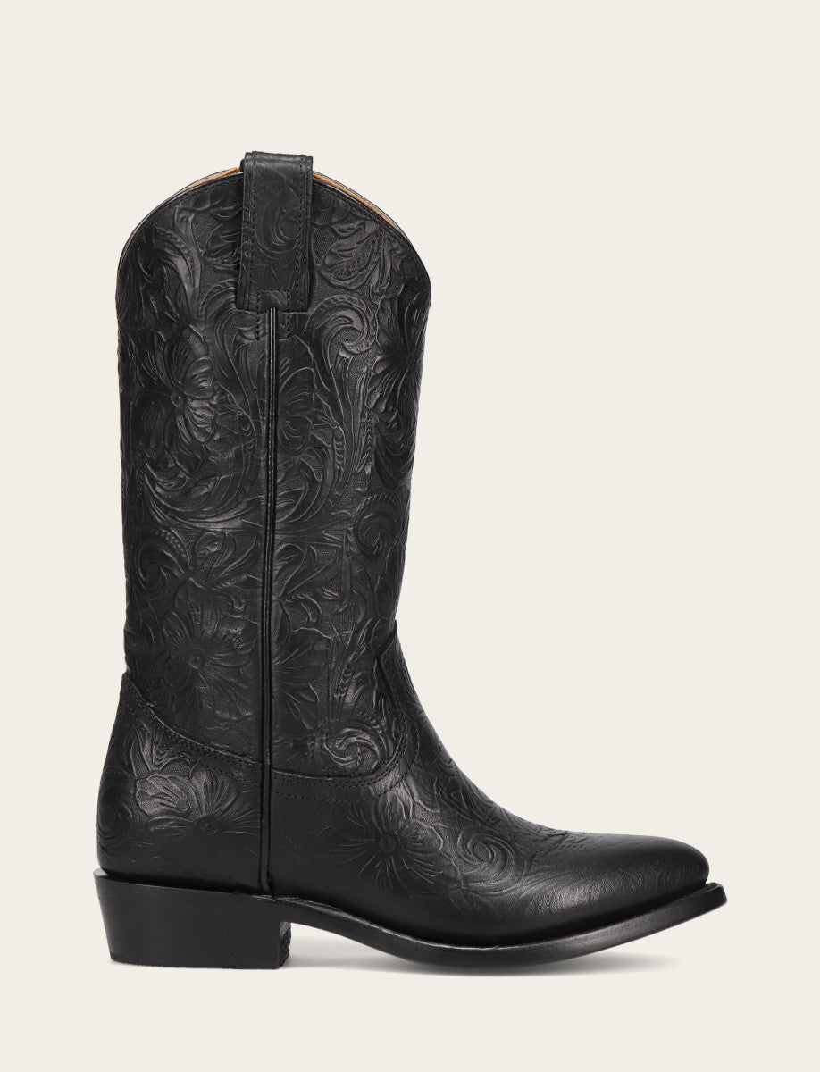 Billy Pull On Boot Black Floral