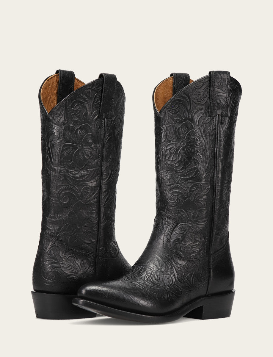 Billy Pull On Boot Black Floral