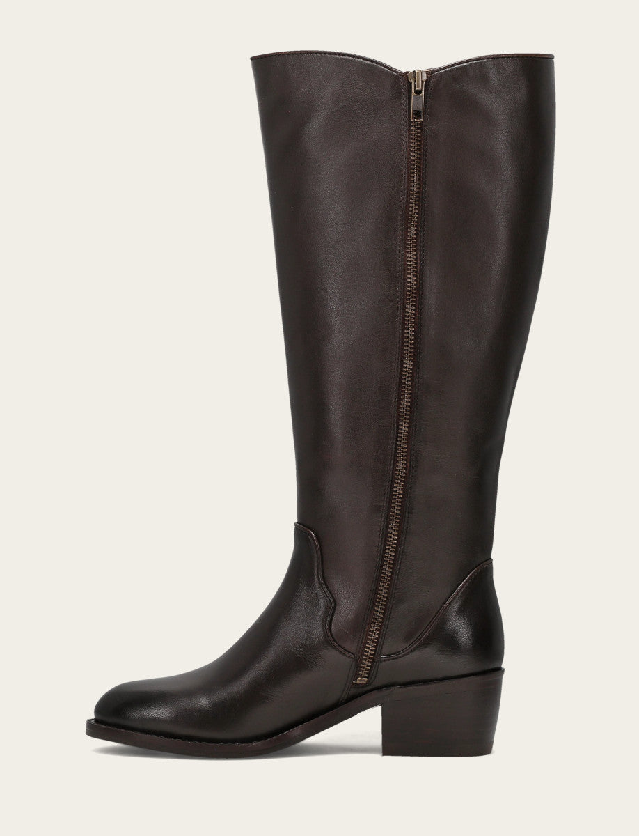 Women's Dark Brown Carson 2 Piping Tall Wide Calf Boot Dark Brown