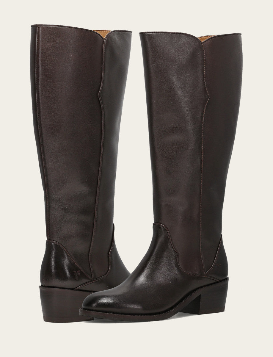 Women's Dark Brown Carson 2 Piping Tall Wide Calf Boot Dark Brown