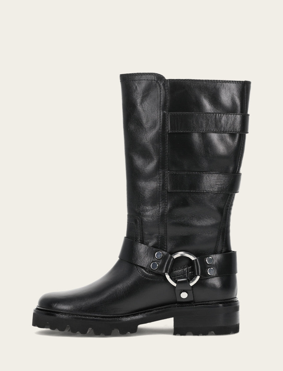 Women's Black Olivia Moto Mid Boot Black