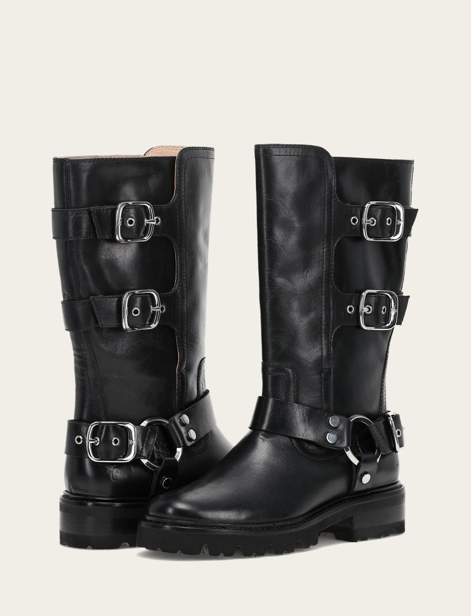 Women's Black Olivia Moto Mid Boot Black