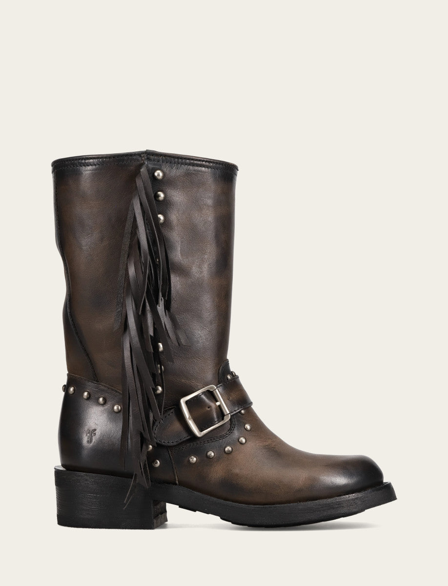 Women's Black Viv Fringe Engineer Boot Black