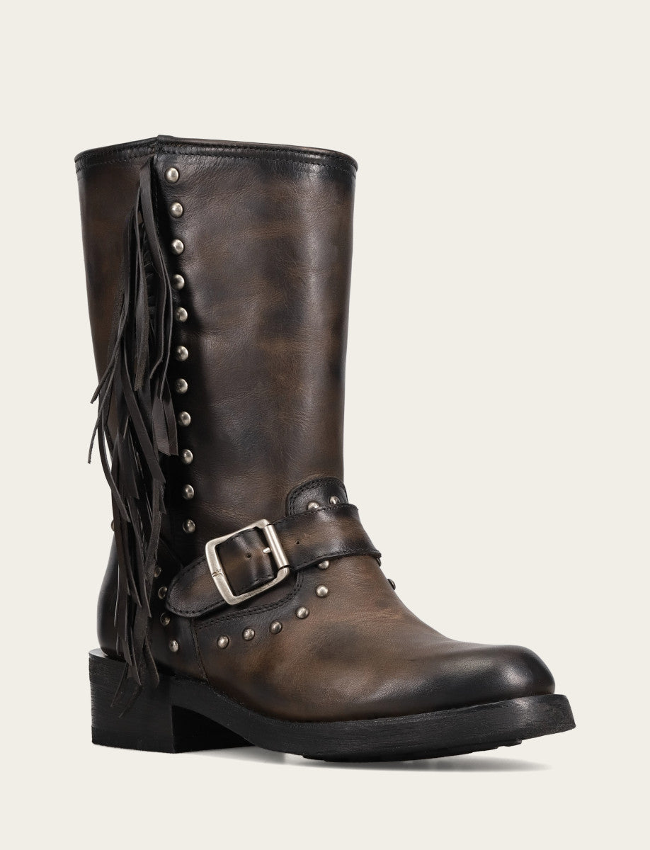 Women's Black Viv Fringe Engineer Boot Black