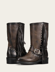 Women's Black Viv Fringe Engineer Boot Black