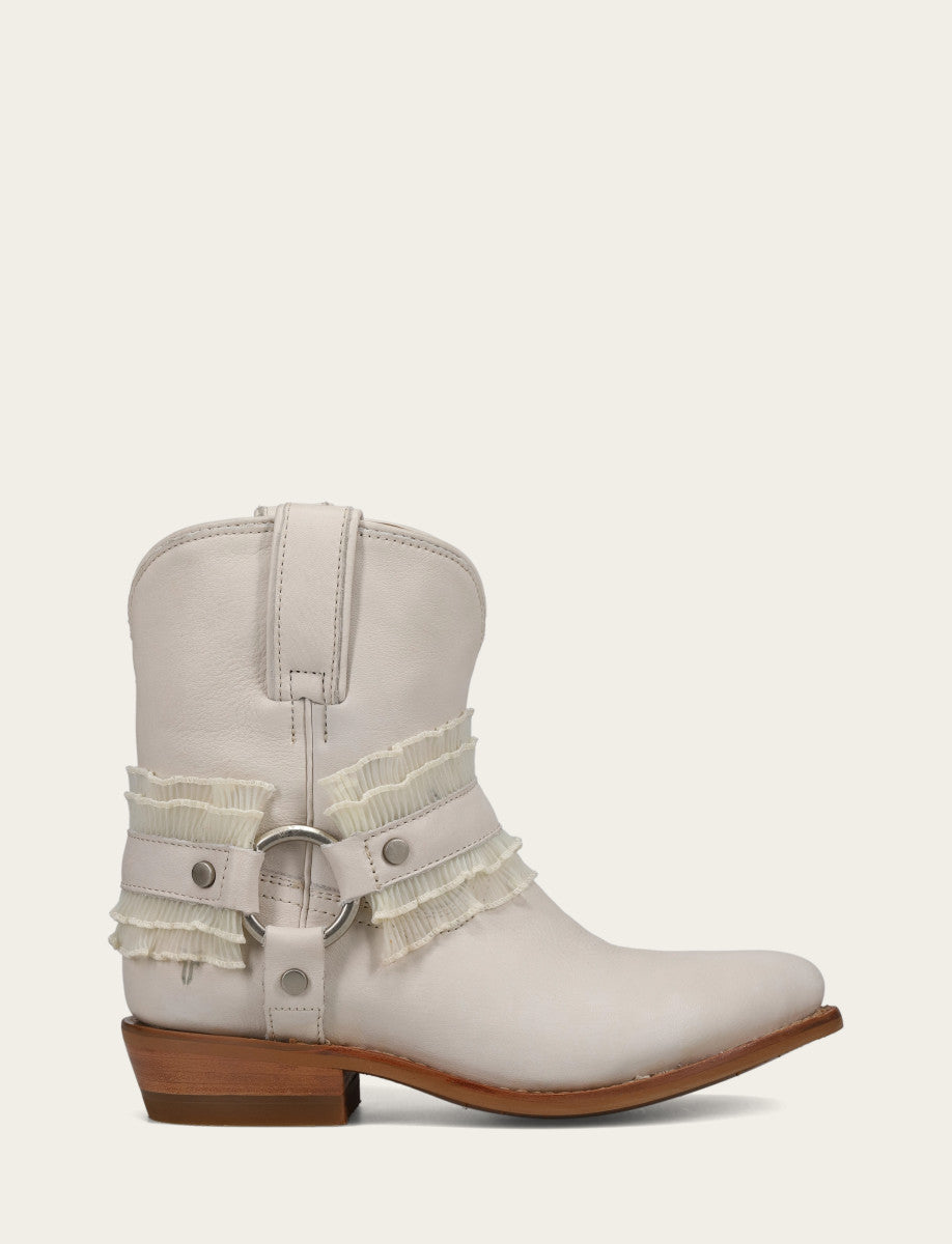 Women's Ivory Billy Harness Ruffle Boots Ivory