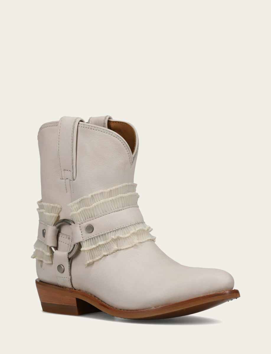 Women's Ivory Billy Harness Ruffle Boots Ivory