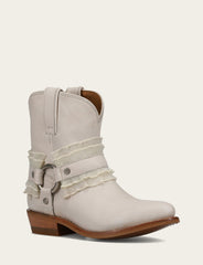 Women's Ivory Billy Harness Ruffle Boots Ivory