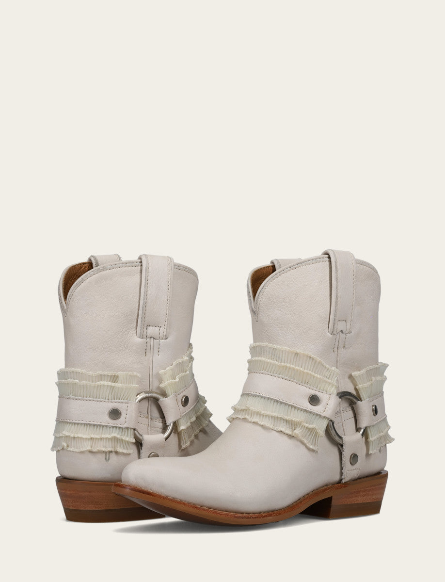 Women's Ivory Billy Harness Ruffle Boots Ivory