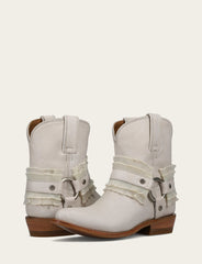 Women's Ivory Billy Harness Ruffle Boots Ivory