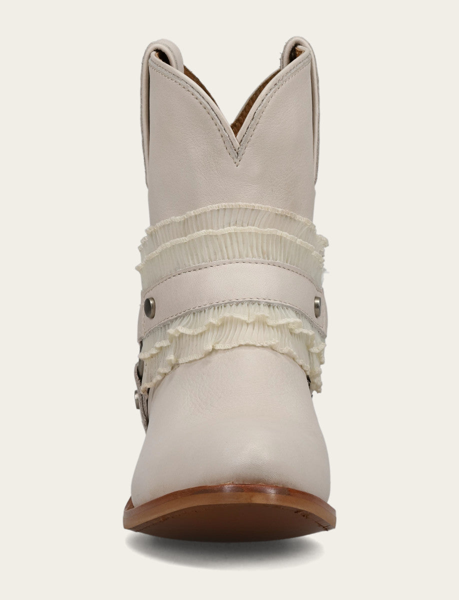 Women's Ivory Billy Harness Ruffle Boots Ivory