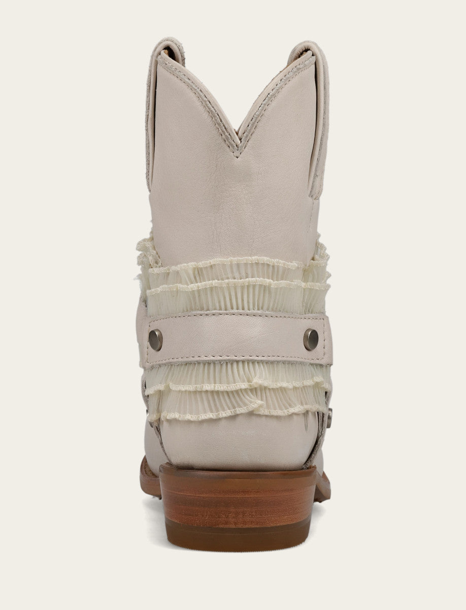 Women's Ivory Billy Harness Ruffle Boots Ivory