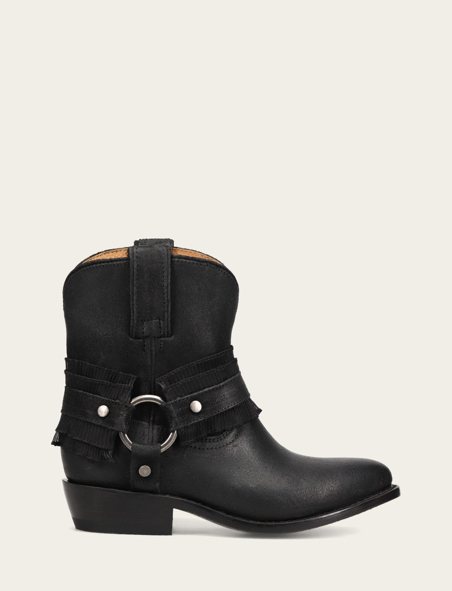 Women's Black Billy Harness Ruffle Boots Black