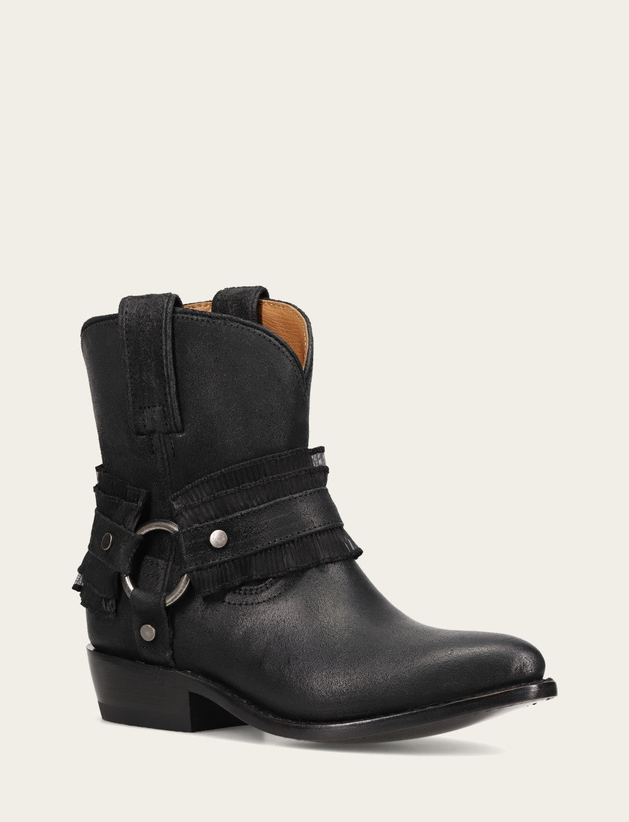 Women's Black Billy Harness Ruffle Boots Black