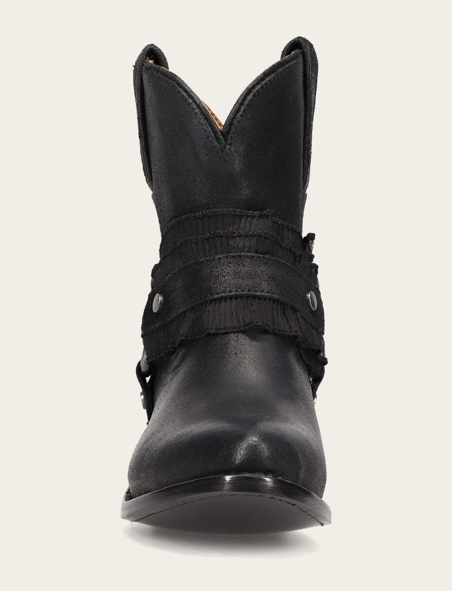 Women's Black Billy Harness Ruffle Boots Black