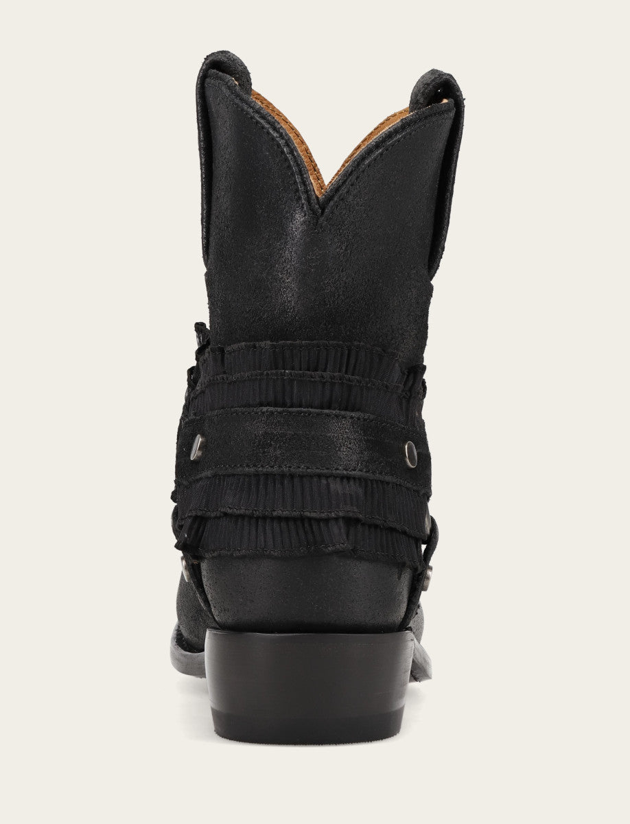 Women's Black Billy Harness Ruffle Boots Black