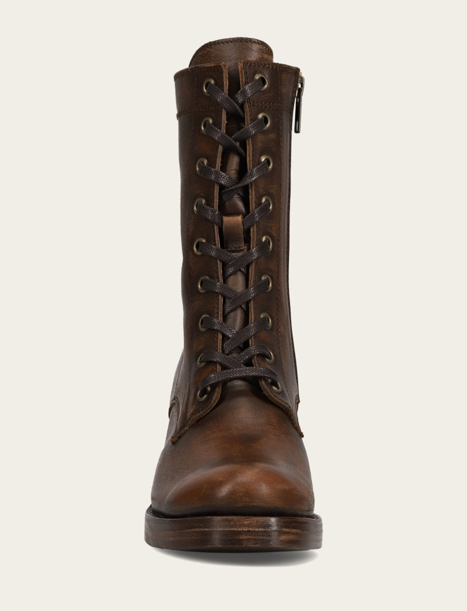 Women's Distressed Dk Brown Jean Lace Up Boot Distressed Dark Brown