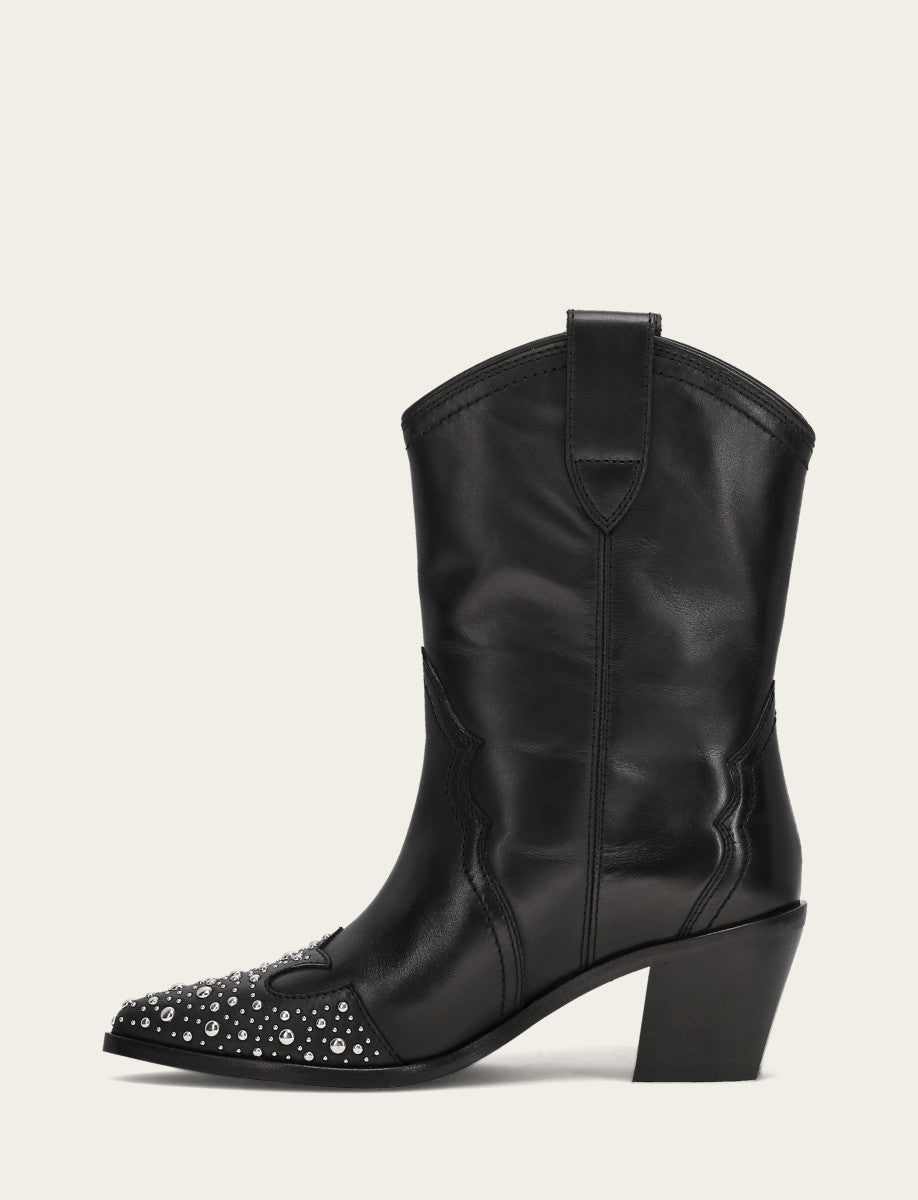 Women's Black Sara Wingtip Stud Boot Black