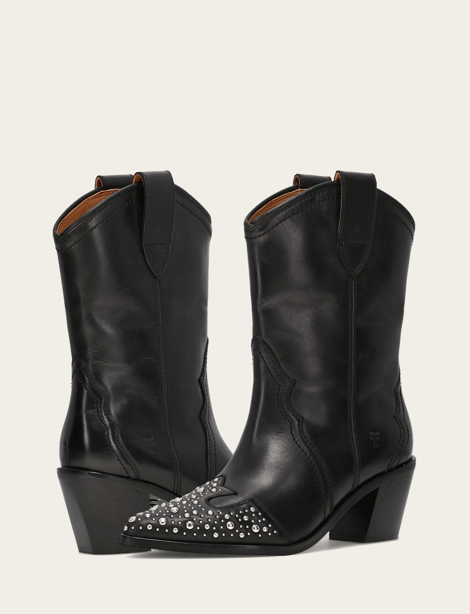 Women's Black Sara Wingtip Stud Boot Black