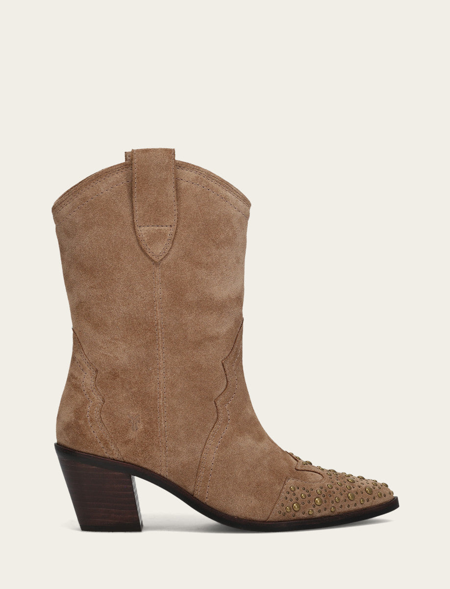 Women's Almond Sara Wingtip Stud Boot Almond