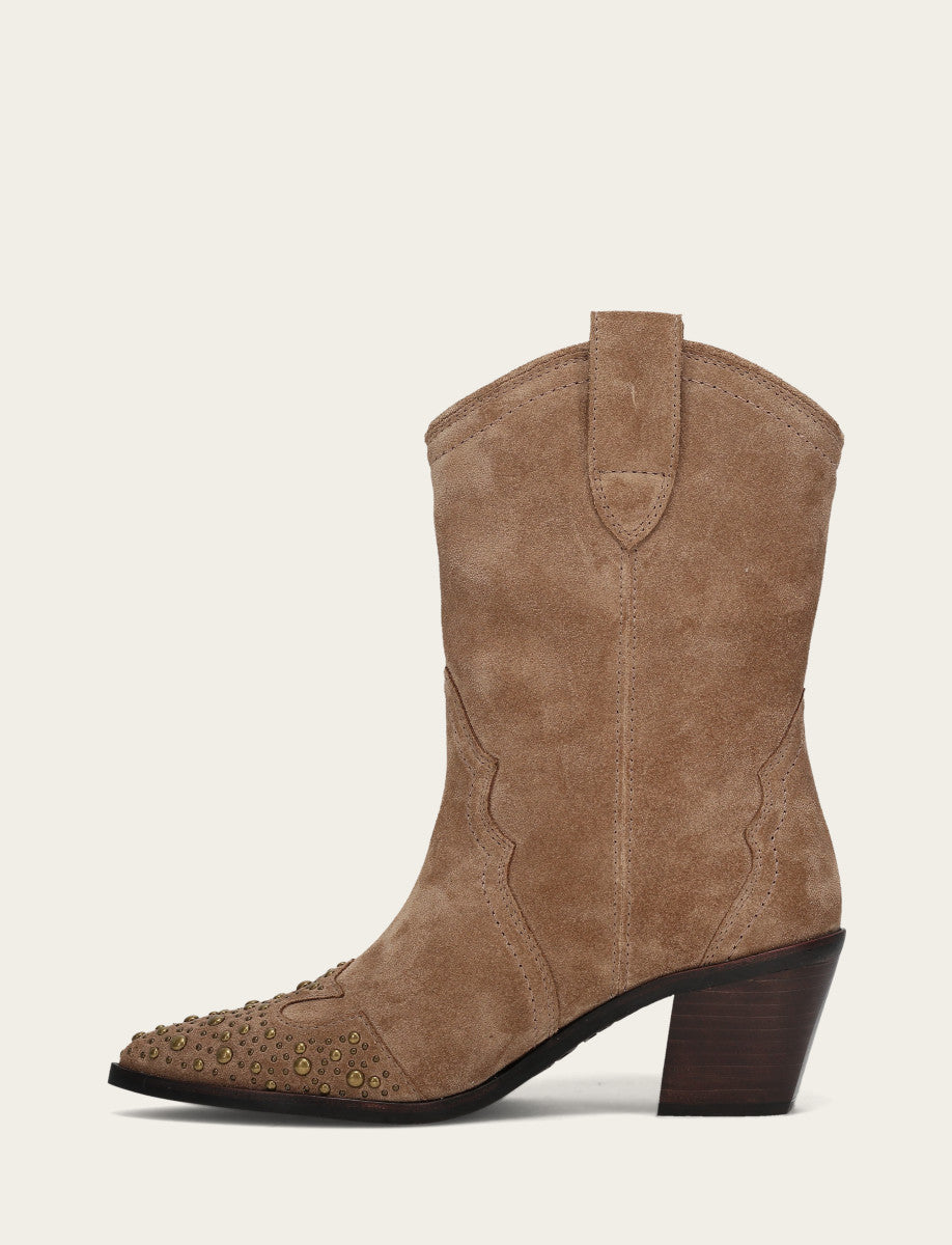 Women's Almond Sara Wingtip Stud Boot Almond