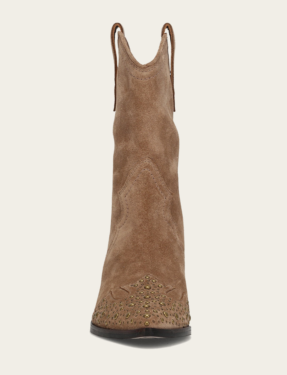 Women's Almond Sara Wingtip Stud Boot Almond