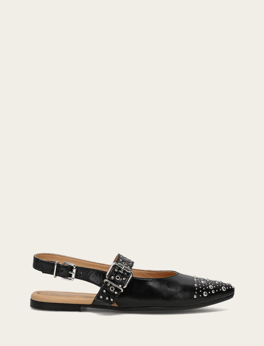 Women's Black Heather Slingback Studded Shoe Black
