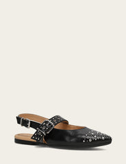 Women's Black Heather Slingback Studded Shoe Black