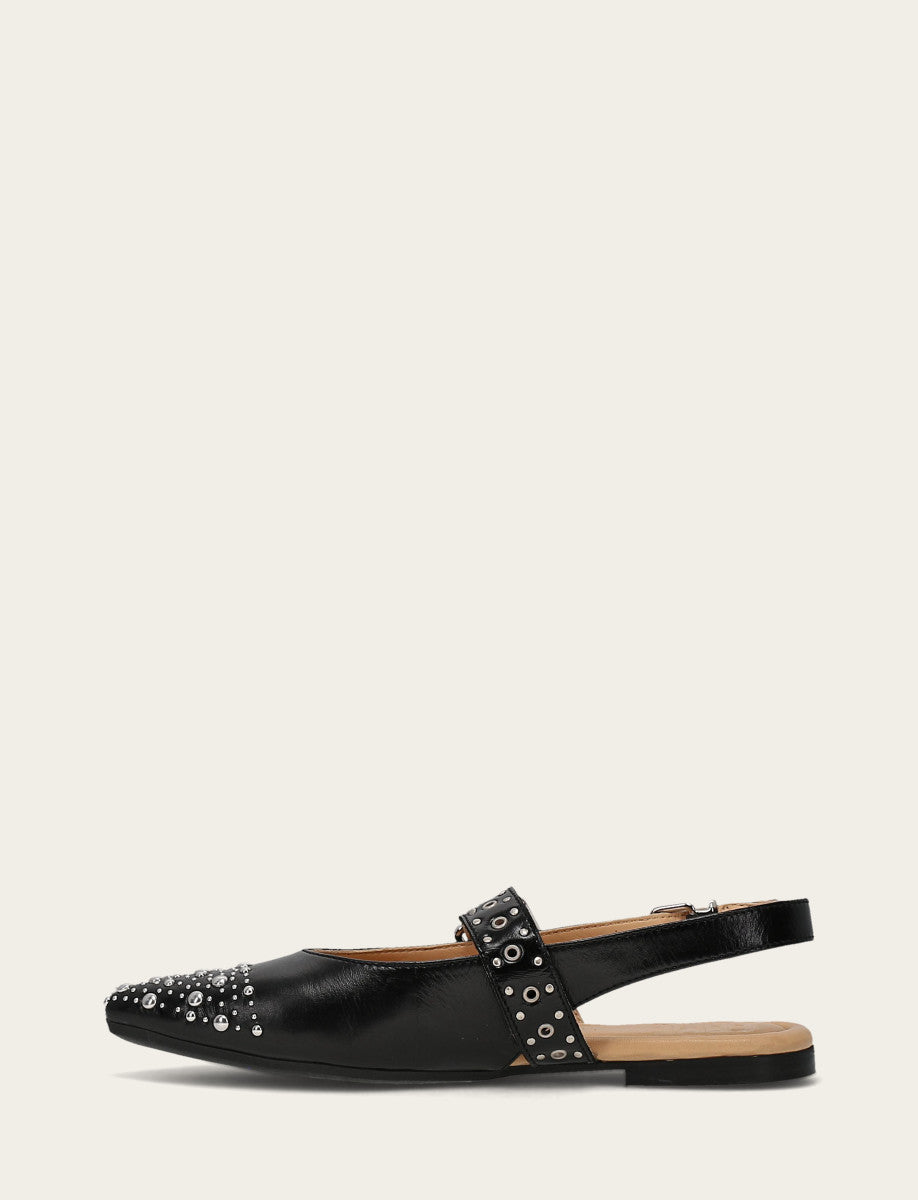 Women's Black Heather Slingback Studded Shoe Black