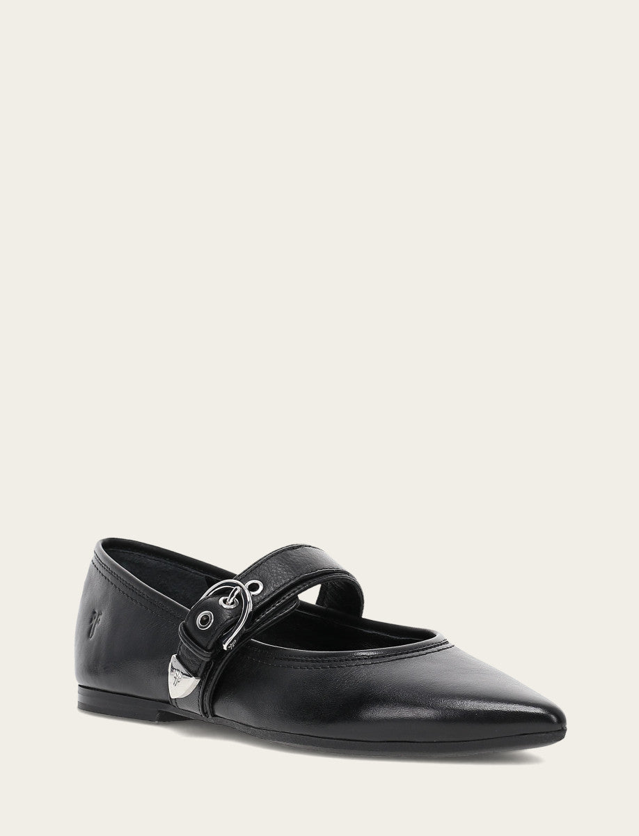 Women's Black Heather Buckle Mary Jane Flats Black