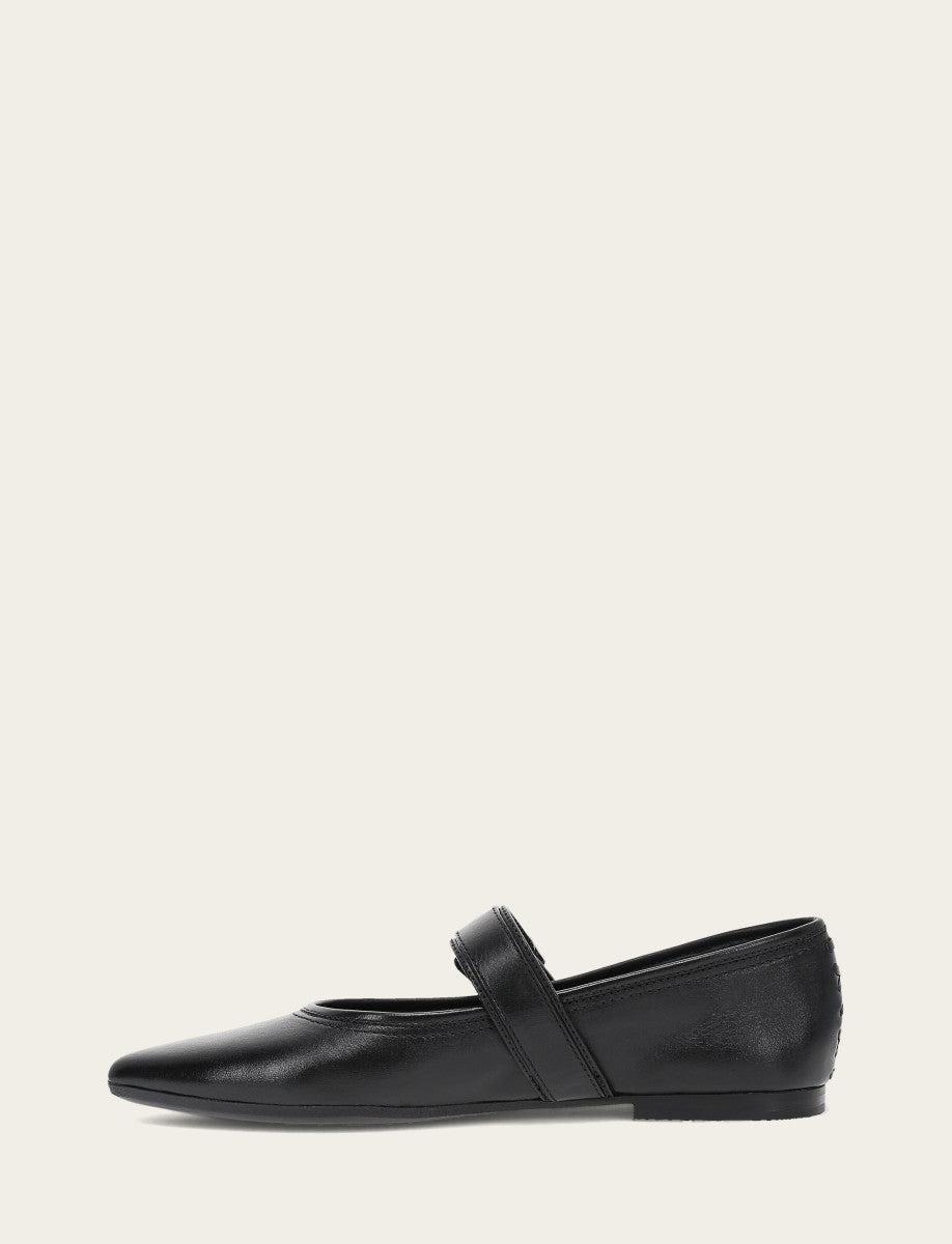 Women's Black Heather Buckle Mary Jane Flats Black