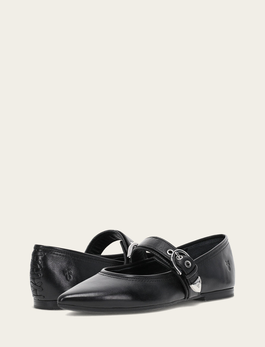 Women's Black Heather Buckle Mary Jane Flats Black