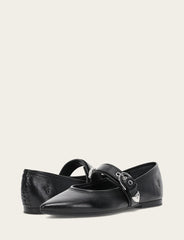 Women's Black Heather Buckle Mary Jane Flats Black