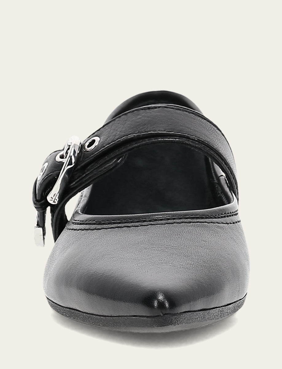 Women's Black Heather Buckle Mary Jane Flats Black