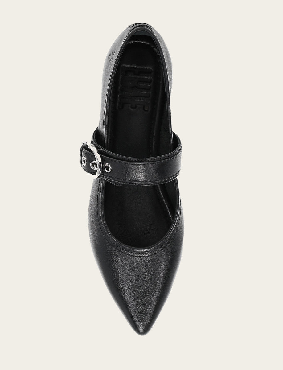 Women's Black Heather Buckle Mary Jane Flats Black