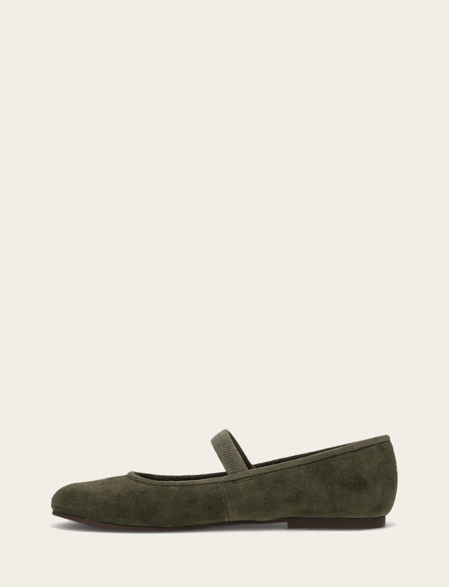 Women's Dark Olive Emma Elastic Mary Jane Shoe Dark Olive