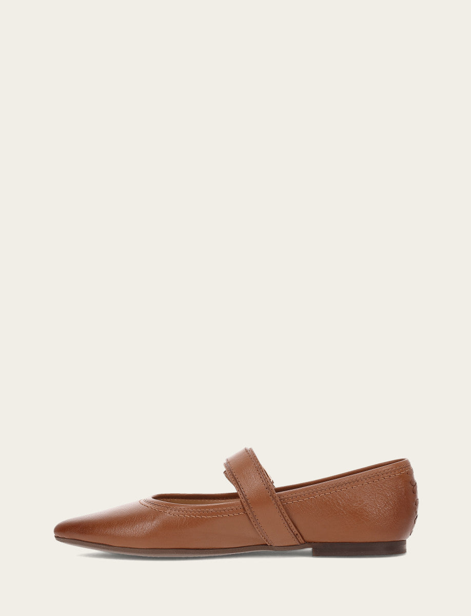 Women's Dark Latte Heather Buckle Mary Jane Flats Dark Latte