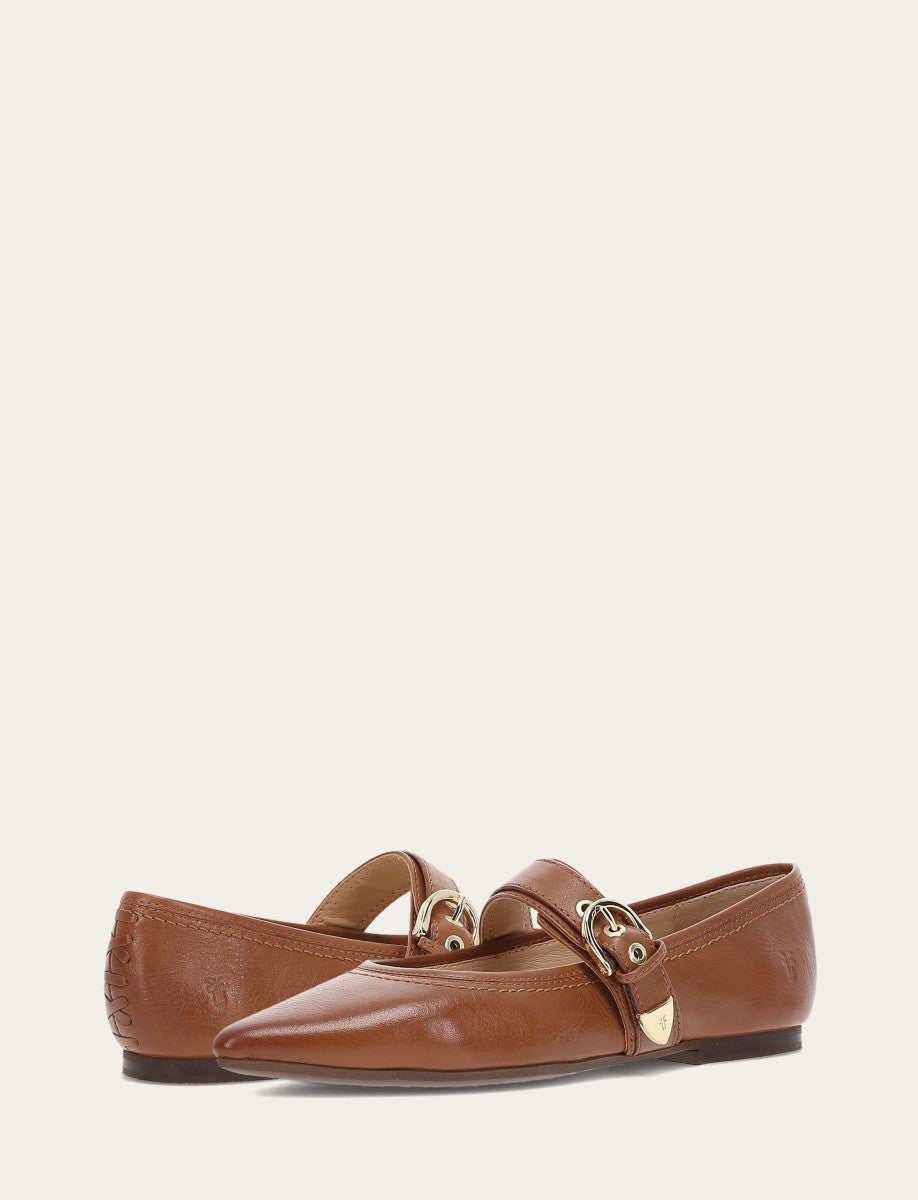 Women's Dark Latte Heather Buckle Mary Jane Flats Dark Latte
