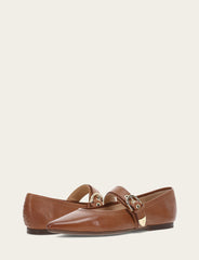 Women's Dark Latte Heather Buckle Mary Jane Flats Dark Latte