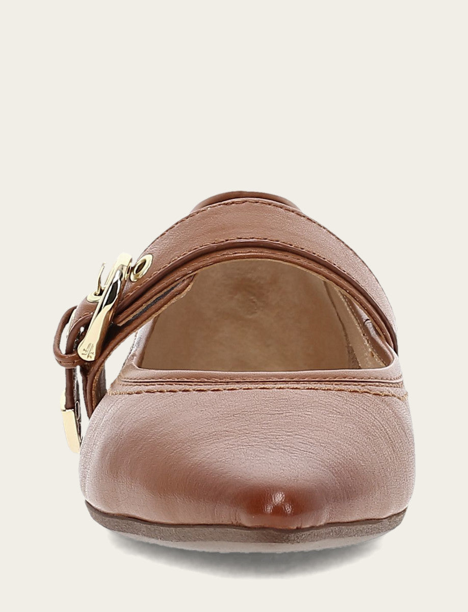Women's Dark Latte Heather Buckle Mary Jane Flats Dark Latte