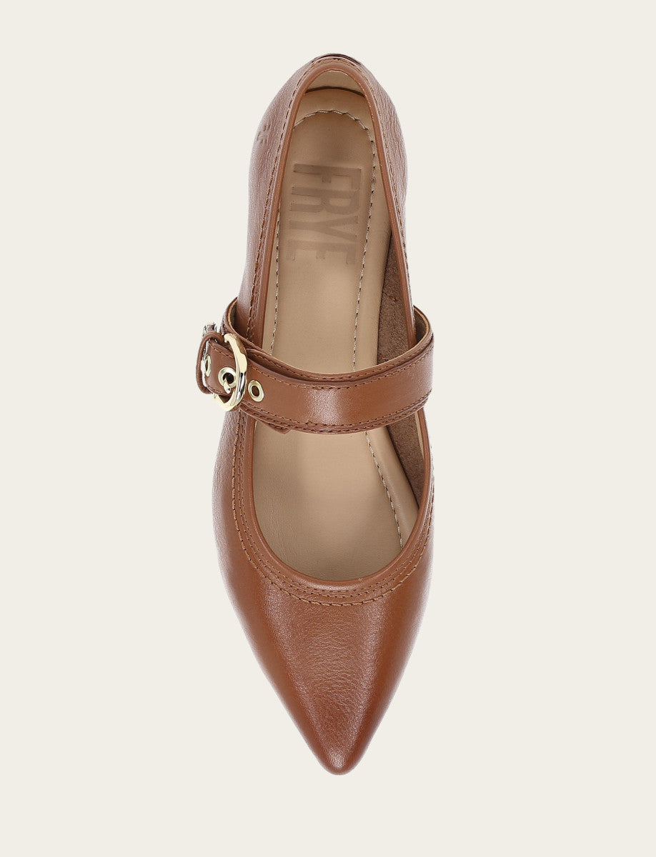 Women's Dark Latte Heather Buckle Mary Jane Flats Dark Latte
