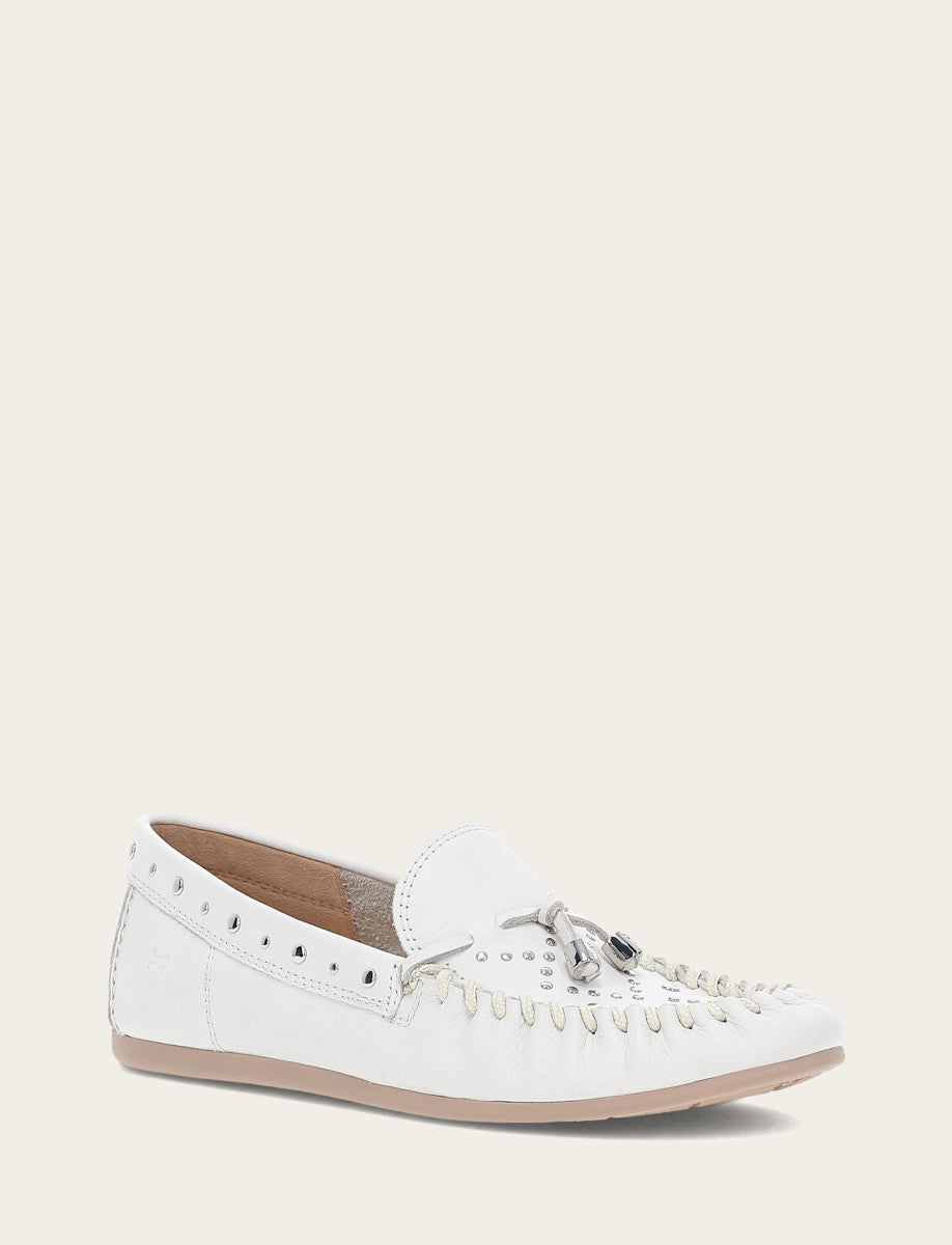 Women's White Naya Stud Moc Loafers White