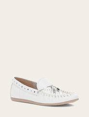 Women's White Naya Stud Moc Loafers White