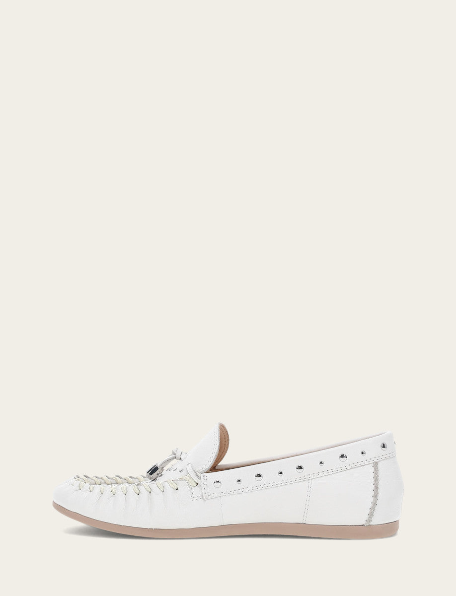 Women's White Naya Stud Moc Loafers White