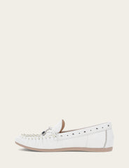 Women's White Naya Stud Moc Loafers White