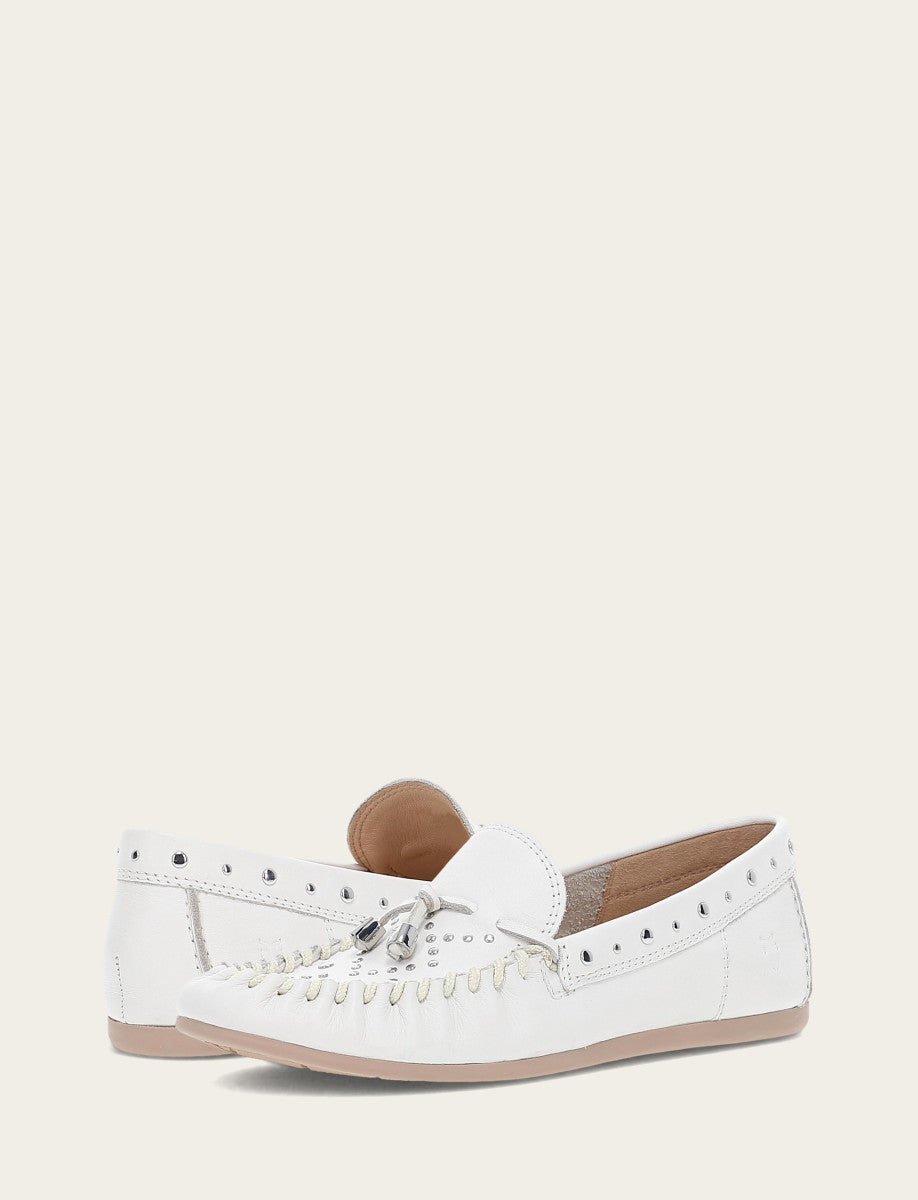 Women's White Naya Stud Moc Loafers White