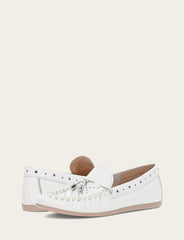 Women's White Naya Stud Moc Loafers White